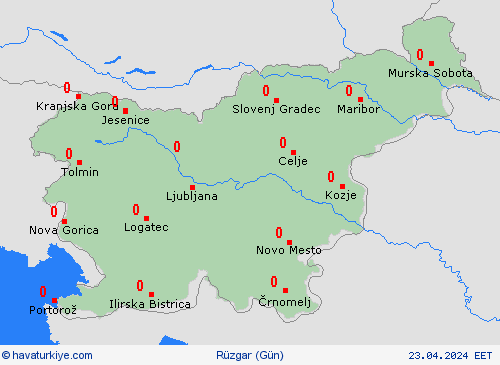 rüzgar Slovenya Avrupa Tahmin Haritaları
