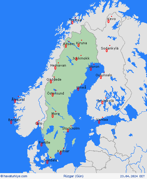 rüzgar İsveç Avrupa Tahmin Haritaları