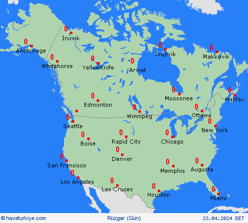 rüzgar  Kuzey Amerika Tahmin Haritaları