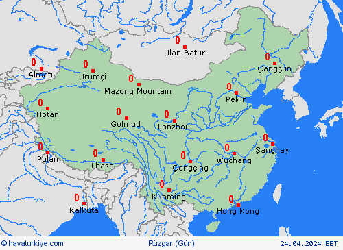 rüzgar Çin Asya Tahmin Haritaları