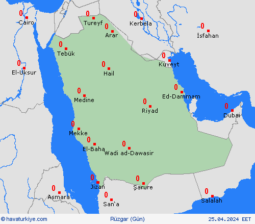 rüzgar Suudi Arabistan Asya Tahmin Haritaları