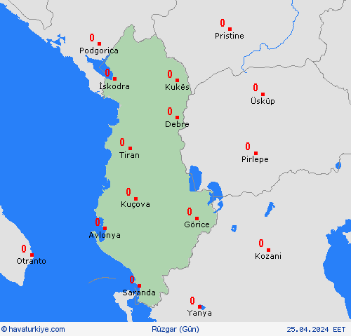 rüzgar Arnavutluk Avrupa Tahmin Haritaları