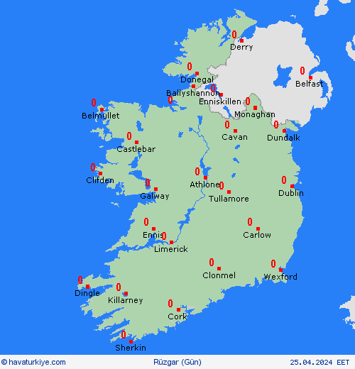 rüzgar İrlanda Avrupa Tahmin Haritaları