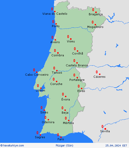 rüzgar Portekiz Avrupa Tahmin Haritaları