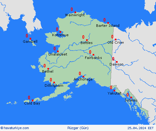rüzgar Alaska Kuzey Amerika Tahmin Haritaları