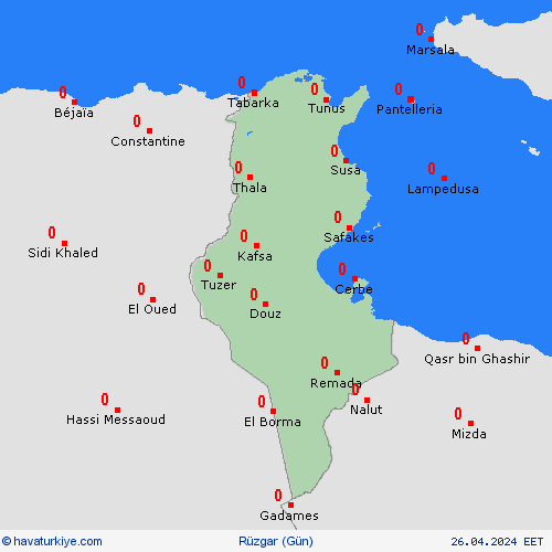 rüzgar Tunus Afrika Tahmin Haritaları
