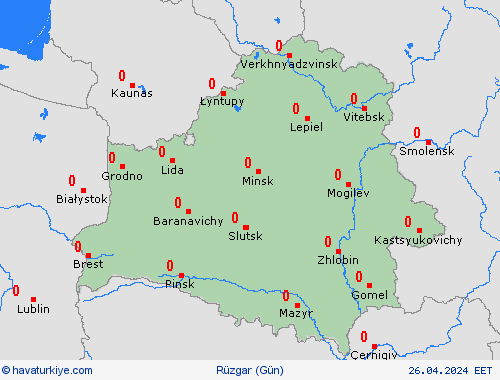 rüzgar Beyaz Rusya Avrupa Tahmin Haritaları