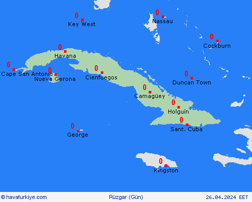 rüzgar Küba Orta Amerika Tahmin Haritaları