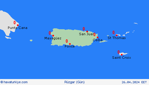 rüzgar Porto Riko Orta Amerika Tahmin Haritaları