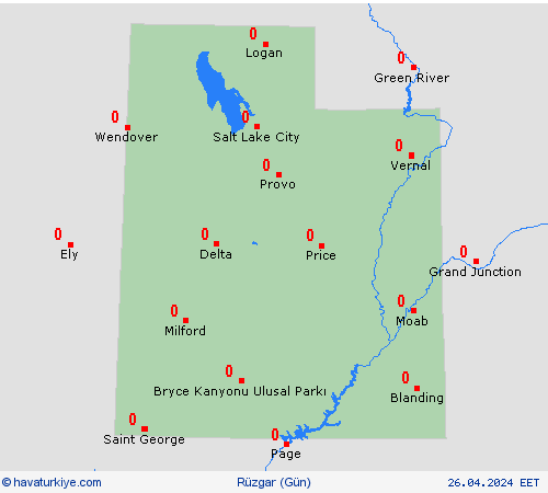 rüzgar Utah Kuzey Amerika Tahmin Haritaları