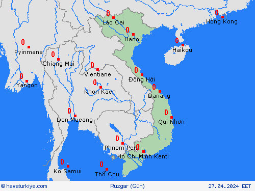 rüzgar Vietnam Asya Tahmin Haritaları