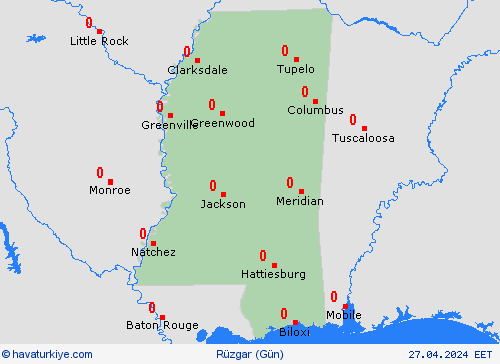 rüzgar Mississippi Kuzey Amerika Tahmin Haritaları