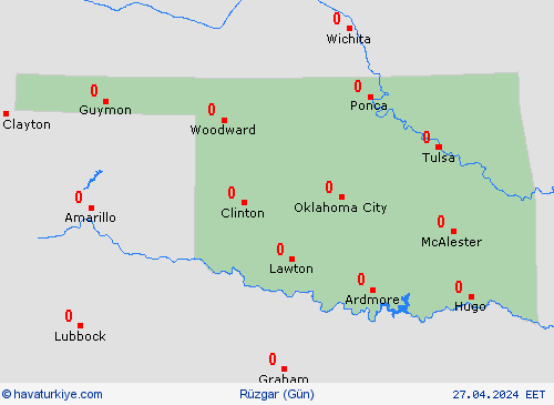 rüzgar Oklahoma Kuzey Amerika Tahmin Haritaları