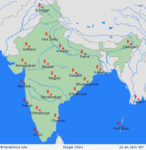 rüzgar Hindistan Asya Tahmin Haritaları