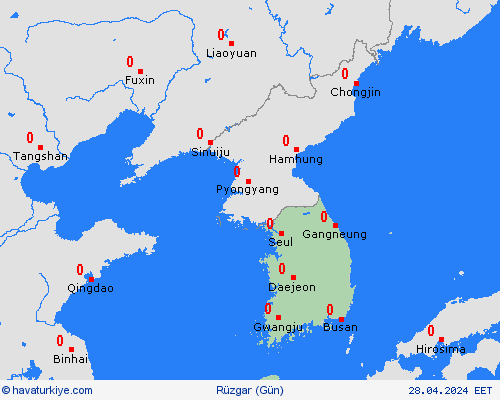 rüzgar Güney Kore Asya Tahmin Haritaları