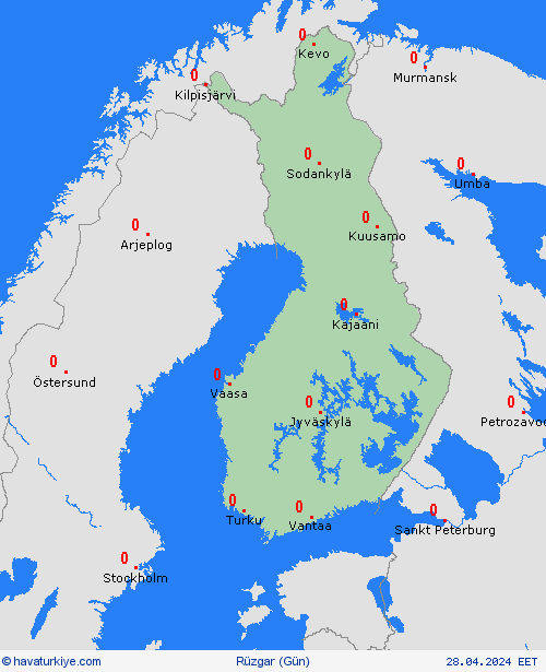 rüzgar Finlandiya Avrupa Tahmin Haritaları