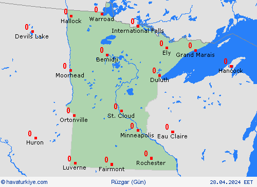 rüzgar Minnesota Kuzey Amerika Tahmin Haritaları