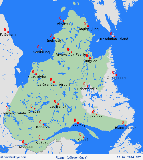 rüzgar Québec Kuzey Amerika Tahmin Haritaları