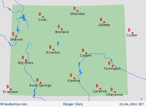 rüzgar Wyoming Kuzey Amerika Tahmin Haritaları