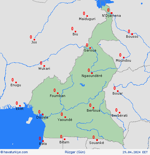 rüzgar Kamerun Afrika Tahmin Haritaları