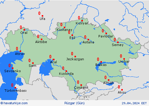 rüzgar Kazakistan Asya Tahmin Haritaları