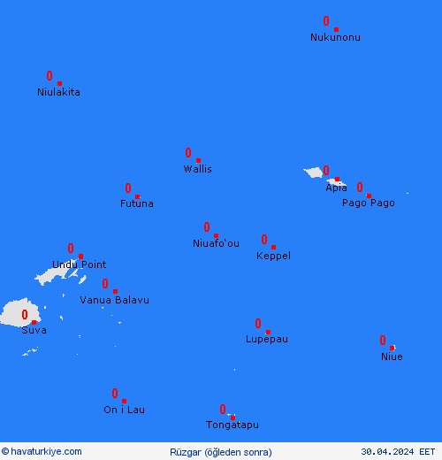 rüzgar Wallis ve Futuna Adaları Okyanusya Tahmin Haritaları