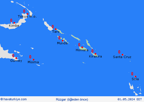 rüzgar Solomon Adaları Okyanusya Tahmin Haritaları