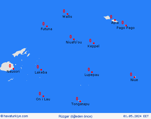 rüzgar Amerikan Samoası Okyanusya Tahmin Haritaları