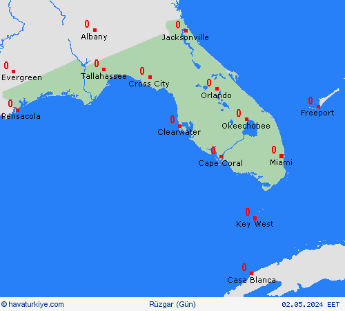 rüzgar Florida Kuzey Amerika Tahmin Haritaları