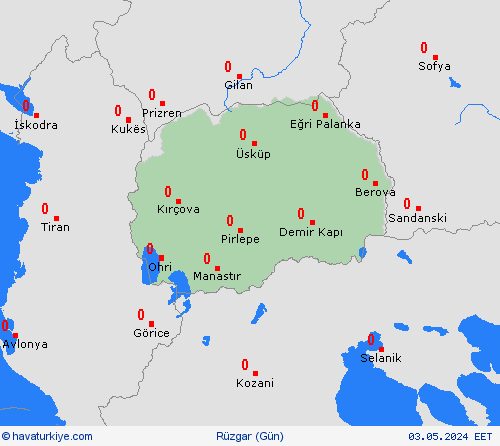 rüzgar Kuzey Makedonya Avrupa Tahmin Haritaları