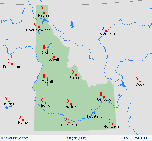 rüzgar Idaho Kuzey Amerika Tahmin Haritaları