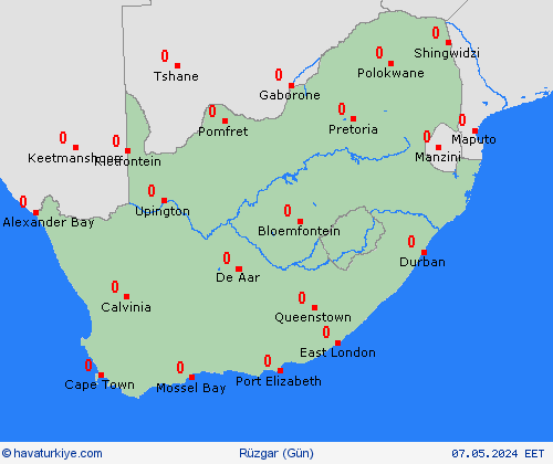 rüzgar Güney Afrika Cumhuriyeti Afrika Tahmin Haritaları