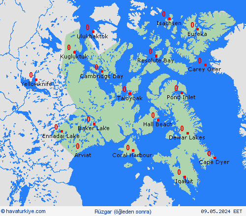 rüzgar Nunavut Kuzey Amerika Tahmin Haritaları