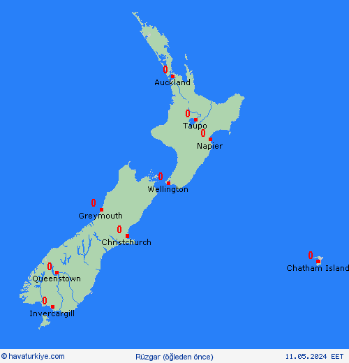 rüzgar Yeni Zelanda Okyanusya Tahmin Haritaları