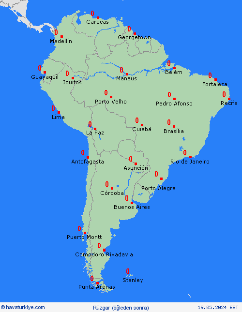 rüzgar  Güney Amerika Tahmin Haritaları