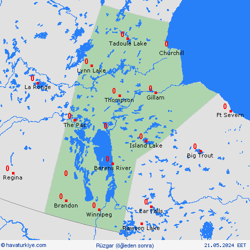 rüzgar Manitoba Kuzey Amerika Tahmin Haritaları