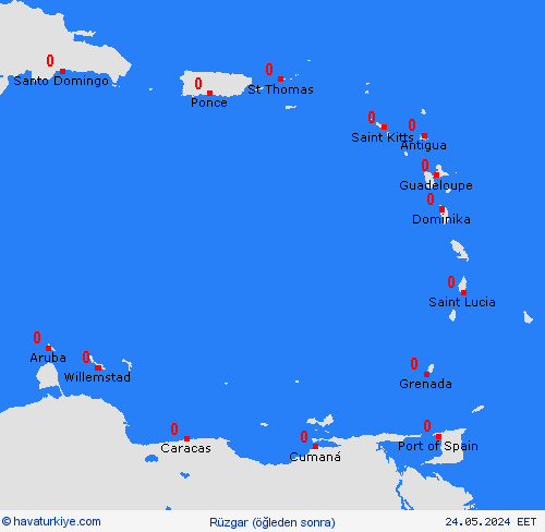 rüzgar Küçük Antiller Orta Amerika Tahmin Haritaları