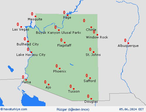 rüzgar Arizona Kuzey Amerika Tahmin Haritaları