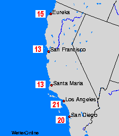 Kaliforniya Deniz Suyu Sıcaklık Haritası