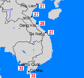 Vietnam Deniz Suyu Sıcaklık Haritası